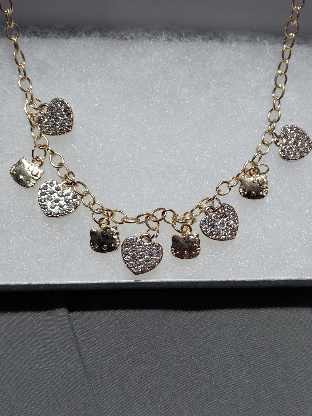 Gold Heart Charm Necklace with Crystal Accents - Women Jewelry - Picture 2 of 2
